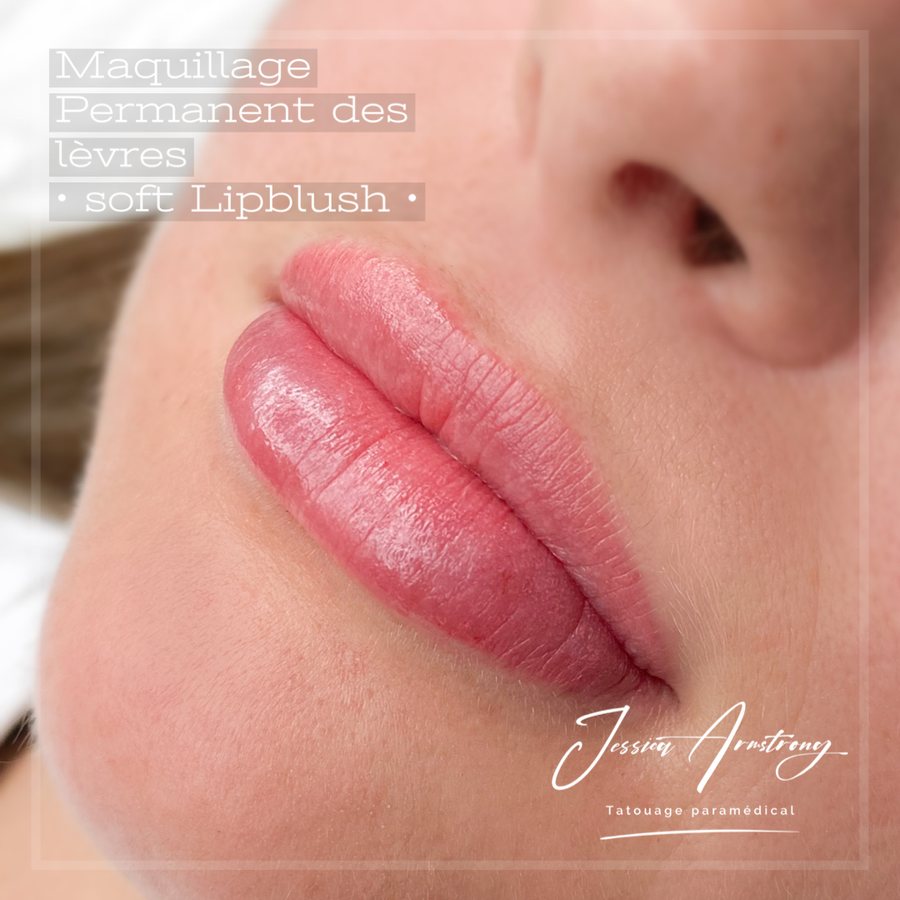 Après maquillage permanent des lèvres, soft lip blush