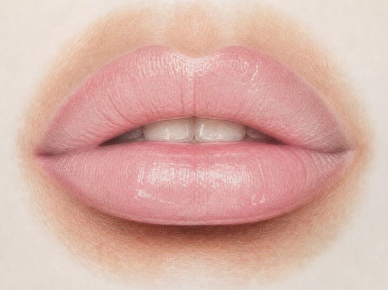 Lèvres rose pâle et voilé, une à deux semaines après le Lipblush