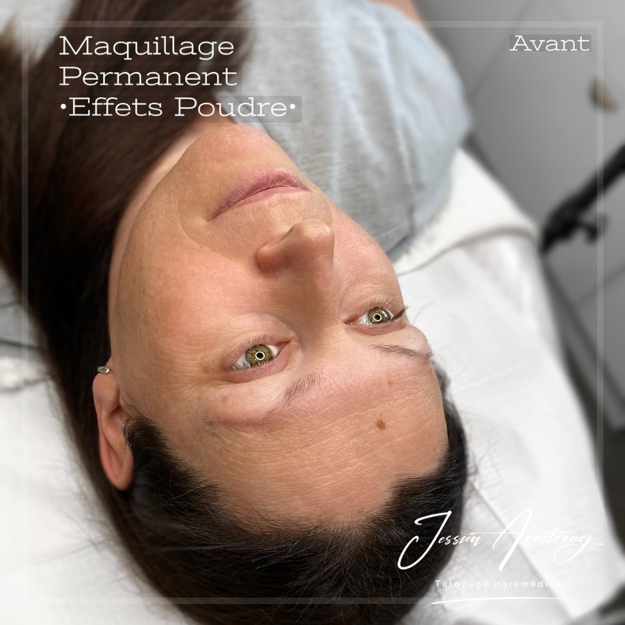 Avant maquillage permanent des sourcils, effet poudré