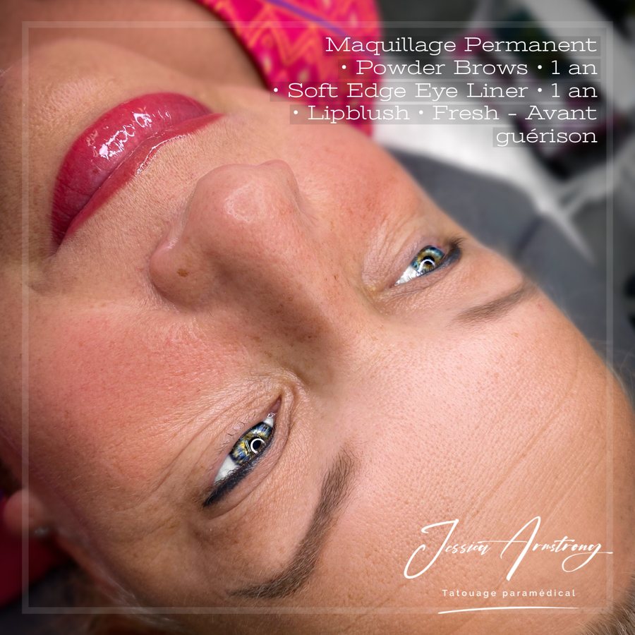 Avant maquillage permanent des sourcils, effet poudré