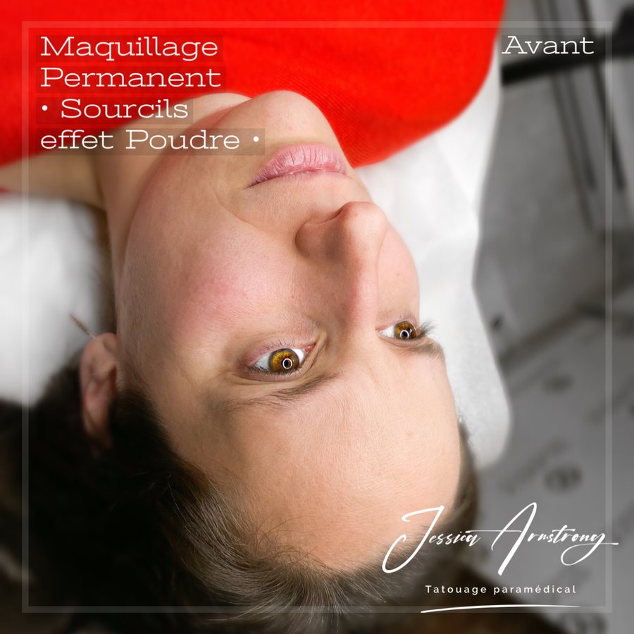 Avant maquillage permanent des sourcils, effet poudré